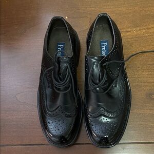 Black Leather Brogue Derby Shoes for Men